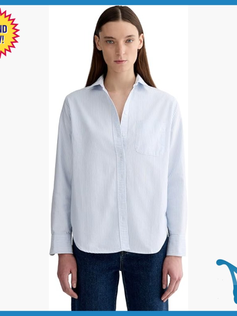 Relaxed Fit Cotton Oxford Button Down Shirt Long Sleeve Collared